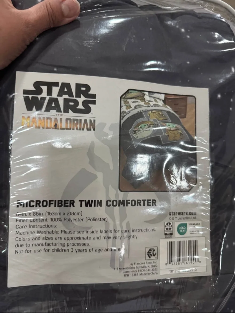 Star Wars The Mandalorian Grogu Microfiber Twin Comforter - Gray/Green